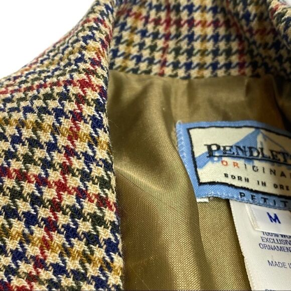 Pendleton originals tan houndstooth wool blazer size MP - Picture 15 of 16